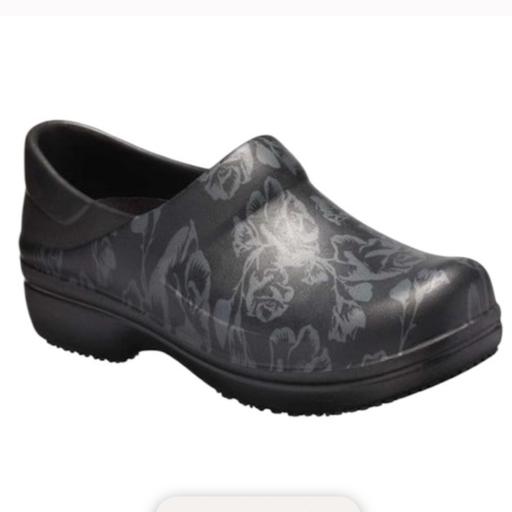 CROCS Neria Pro II Clog in Black and Gray Rose Floral Mules size 8 women’s